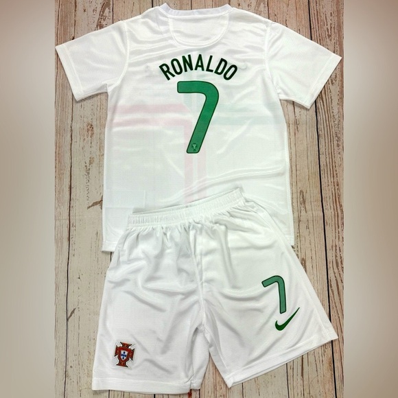 Cristiano Ronaldo Youth Retro Jersey Portugal Soccer Kids Kit (Jersey + Shorts) - Picture 3 of 6